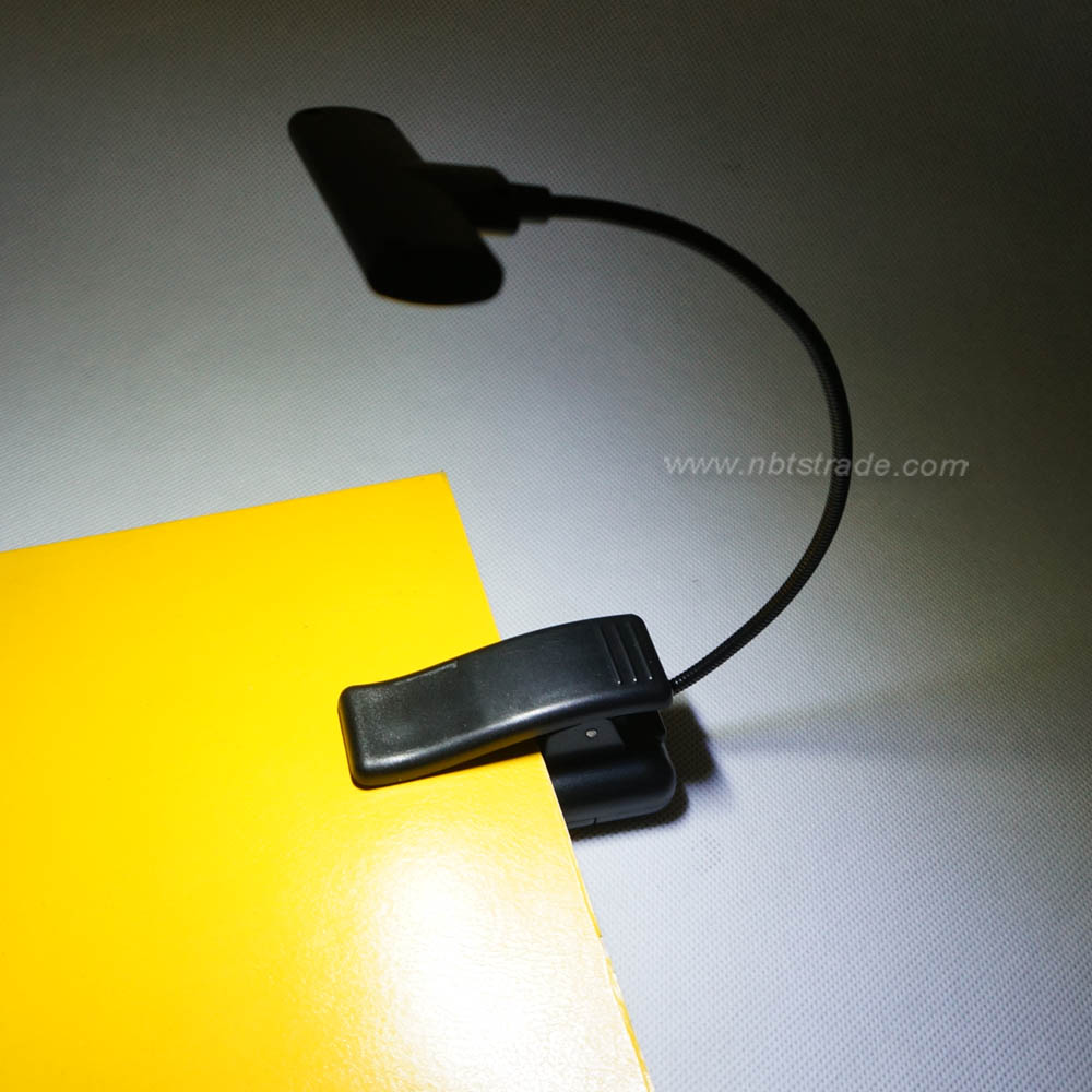 2W COB clip on book light with flexible stem reading lamp