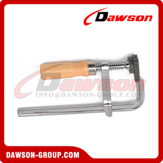 DSTDF06 Abrazadera F forjada con agarre de madera, abrazadera F totalmente de acero, mango de madera, cromada, ajustada rápidamente