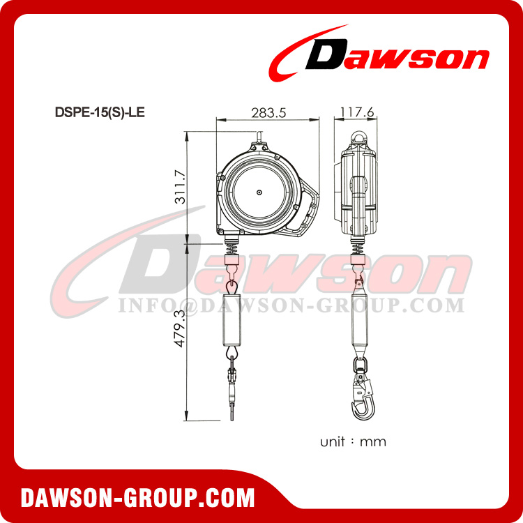 Linha de vida retr&aacute;til DSPE-15 (S) -LE - Dawson Group Ltd. - Fabricante, f&aacute;brica na China