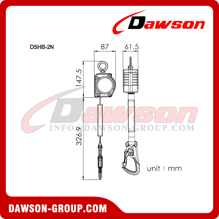 Linha de vida retr&aacute;til DSHB-2N - Dawson Group Ltd. - Fabricante, f&aacute;brica na China