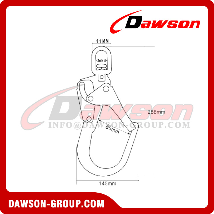 DSJ-2281-N خطاف حبل فولاذي عالي القوة، خطاف سقالة لحزام الأمان