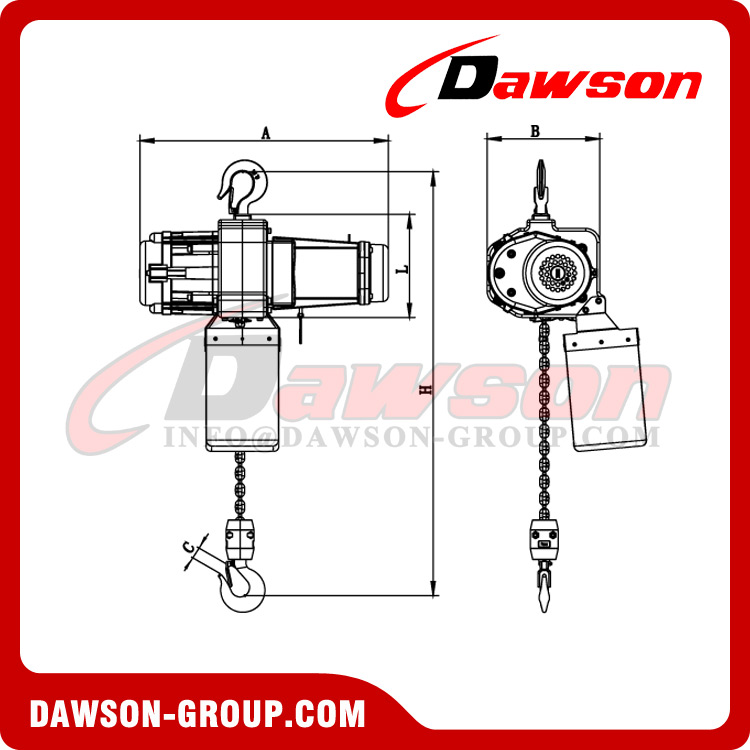 Polipasto eléctrico de cadena DAWSON DS-NH, equipos de elevación