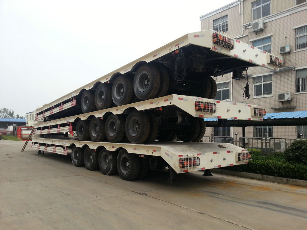 4 Axles Heavy Duty Lowboy Low Bed Trailer Flatbed 11m 16m 100ton