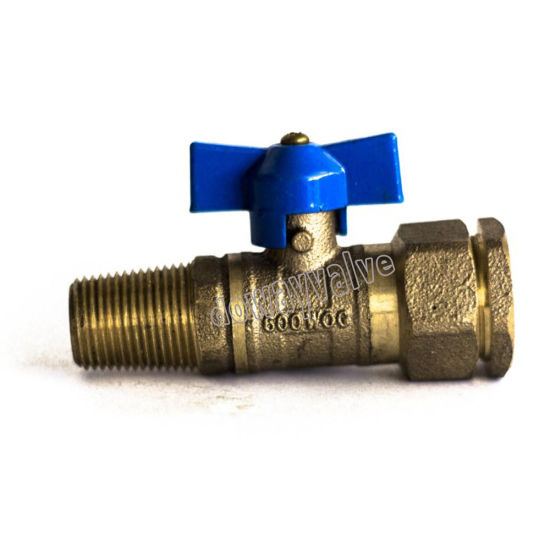 Válvula de bola de medidor de agua roscada cónica con conexión de tubería de PE