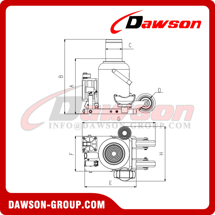 DSQ50002 Gato de botella hidr&aacute;ulico neum&aacute;tico extra&iacute;ble con ruedas de 50 toneladas, equipo automotriz profesional, gato hidr&aacute;ulico - Proveedor, fabricante, f&aacute;brica de China