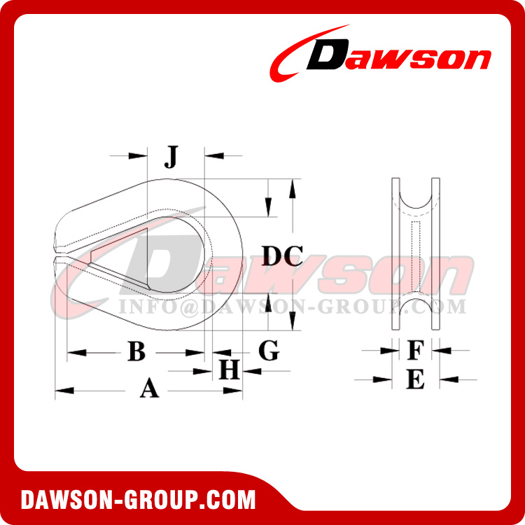 DAWSON DG-414SL Dedales de cuerda de alambre extra pesado (bloqueo de grillete), Dedal de bloqueo de grillete