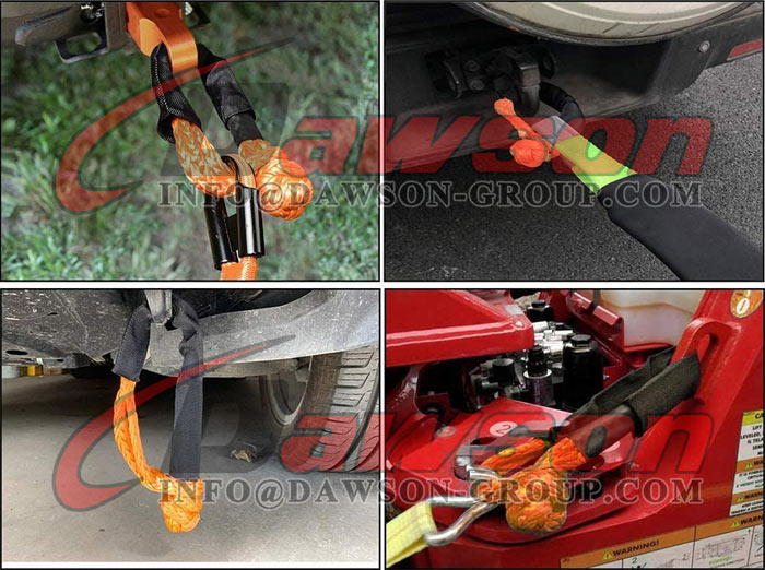 Aplicaci&oacute;n Cuerda de grillete suave sint&eacute;tica, Cuerda de recuperaci&oacute;n de grillete suave UHMWPE para navegaci&oacute;n SUV ATV 4X4 Cami&oacute;n Jeep Recuperaci&oacute;n Escalada Remolque - Dawson Group Ltd. - F&aacute;brica de China, Proveedor