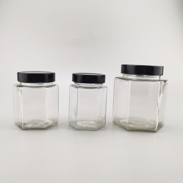 400ml Hexagon glass jar 