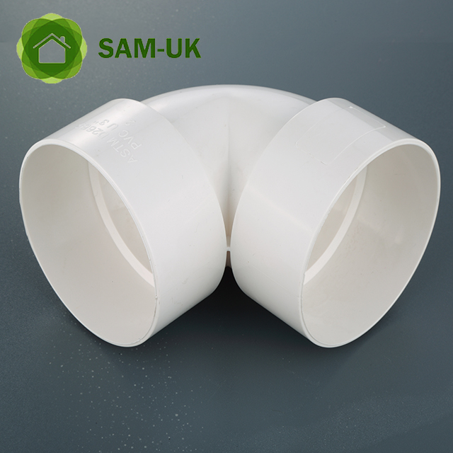 Fábrica al por mayor de alta calidad PVC tubo de plomería accesorios Fabricantes PUBLO PVC de plástico 90 ° Codo de ágico