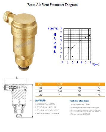Válvula de ventilación de aire automática de latón