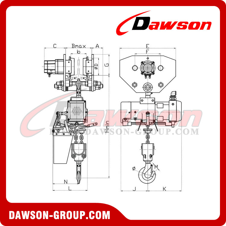 DS-QDH 0.125 トン - 0.98 トン空気圧ホイスト、Mine シリーズ空気圧エアホイスト