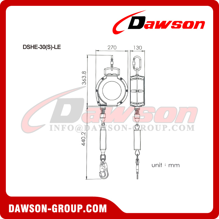 Linha de vida retr&aacute;til DSHE-30 (S) -LE - Dawson Group Ltd. - Fabricante, f&aacute;brica na China