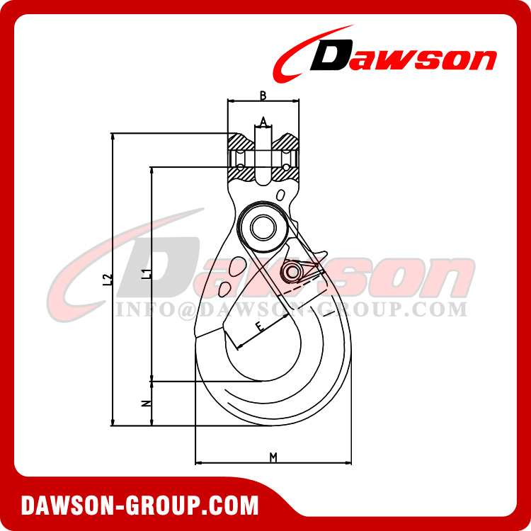 DS1053 G100 Gancho autoblocante de horquilla forjada de 6-22 mm para eslingas de cadena de elevación