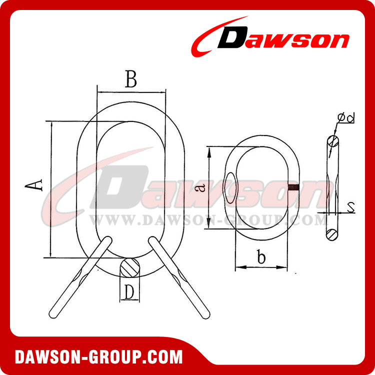 DS096 G80 MA16-MA70 مجموعة الوصلات الرئيسية الملحومة مع شقة لرافعات حبل أسلاك الفولاذ / الرافعات المتسلسلة