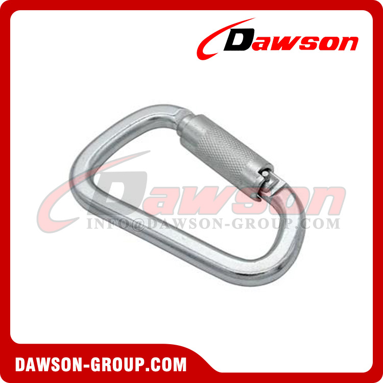 Mosquetón de acero con arnés de seguridad de cuerpo completo DSJ-1038, mosquetón de acero compensado en forma de D
