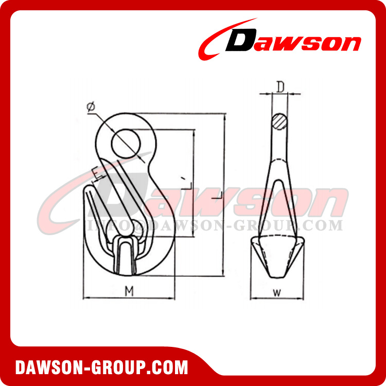 DS1008 G100 6-32MM Gancho de agarre para cuna con acortamiento de ojos con alas para eslingas de cadena