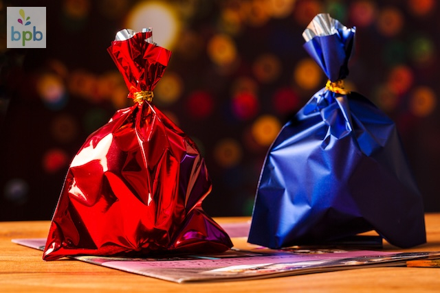 Metallic Mylar Wine Red Gift Bags for Bottles Sparkle Look - Ideal for Holiday Parties, Wedding and Birthday