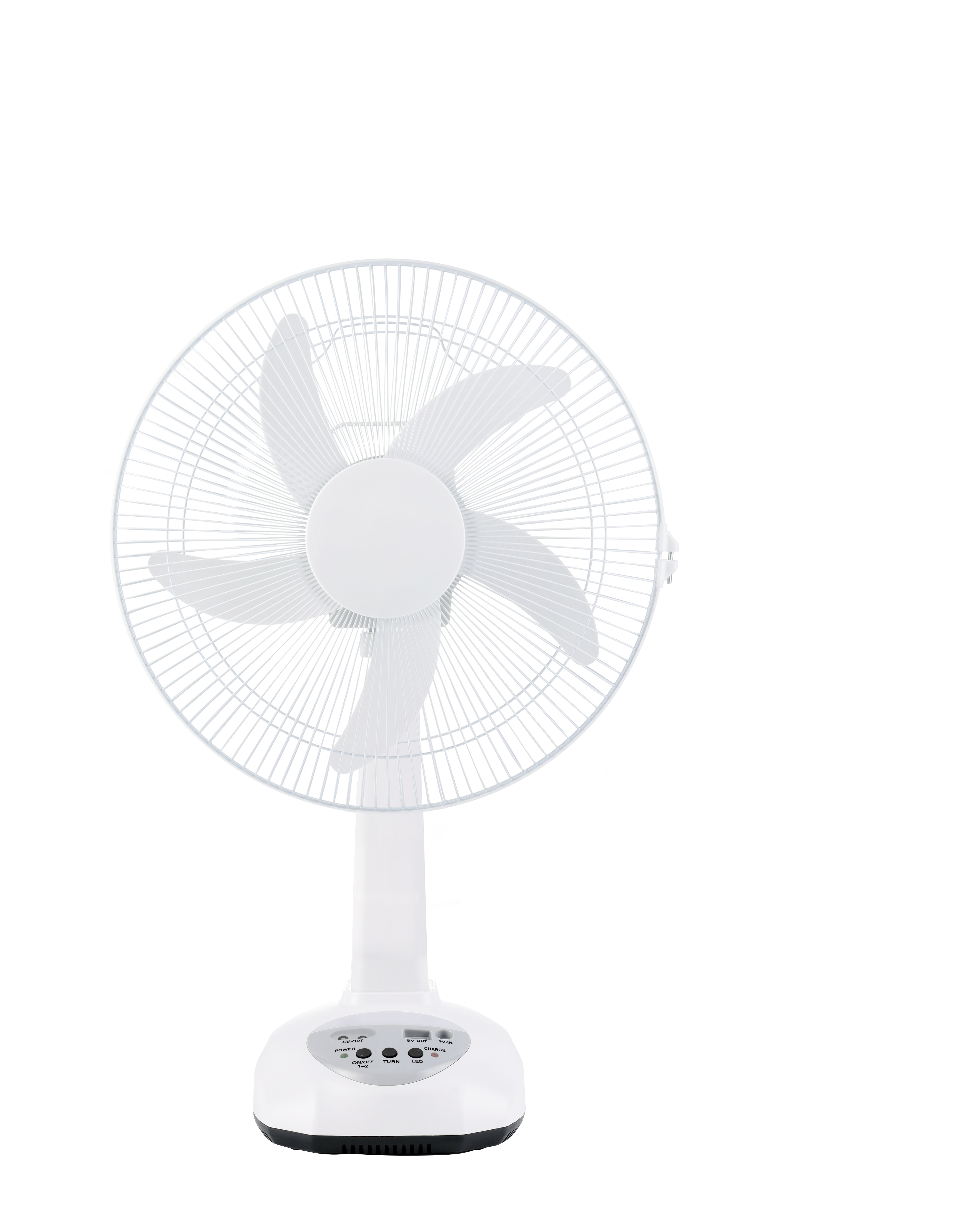 Fan with Battery 14 Inches Solar Rechargeable Fan with Solar Panel and 2 Pcs Led Bulbs 