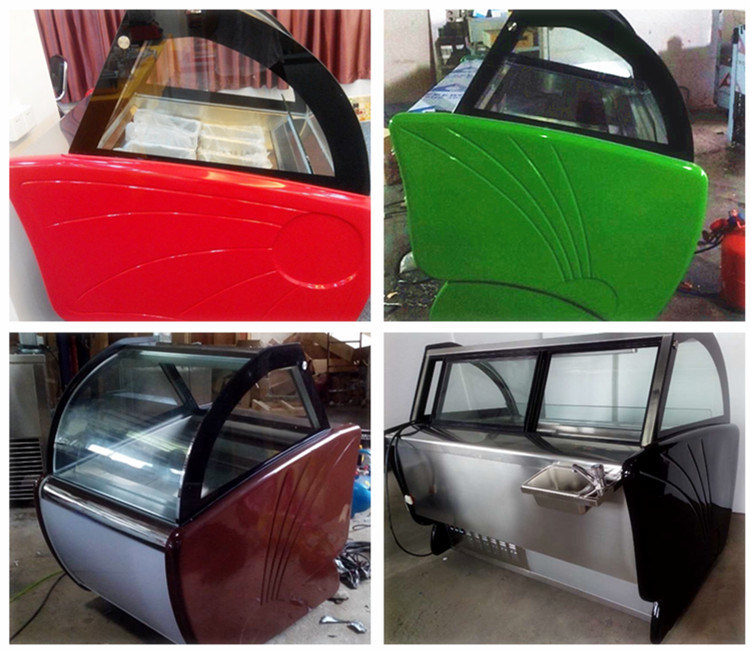 Stainless Steel Pan Italian Ice Cream Display Cabinet