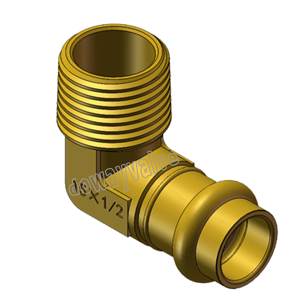 Accesorios de prensa de latón con aprobación de marca de agua de codo macho