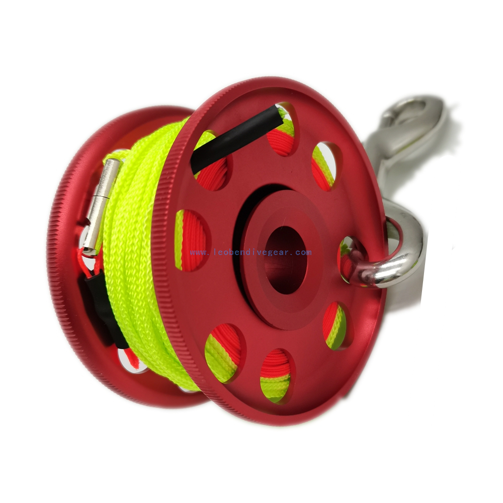 30m/100ft Aluminum Scuba Diving SMB Guide Line Finger Reel Spool with rotating Spinner