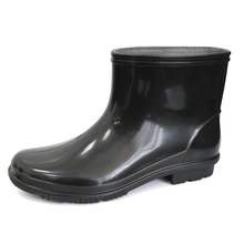 JW-105 Black waterproof non slip cheap ankle pvc shiny civil rain boot