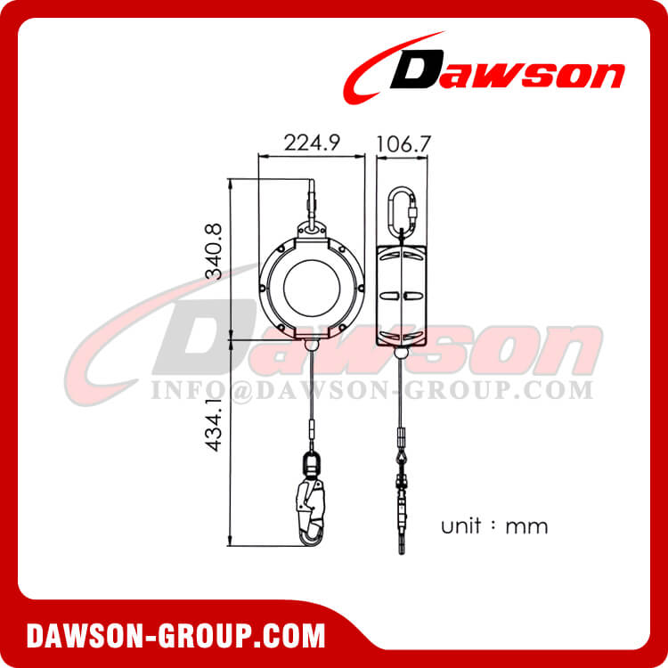 Línea de vida retráctil de alambre galvanizado DSHE-6(S), Línea de vida autorretráctil de acero inoxidable