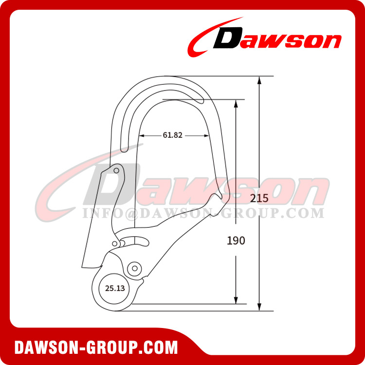 DSJ-2101 高張力鋼ロープスナップフック、鋼板ダブルアクション足場フック