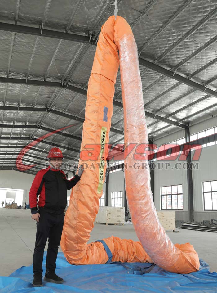 Полиэстеровые круглые стропы WLL 450T, мягкие подъемные стропы 450000 кг, подъемные стропы для тяжелых условий эксплуатации - Dawson Group Ltd. - Китайский поставщик, производитель, завод