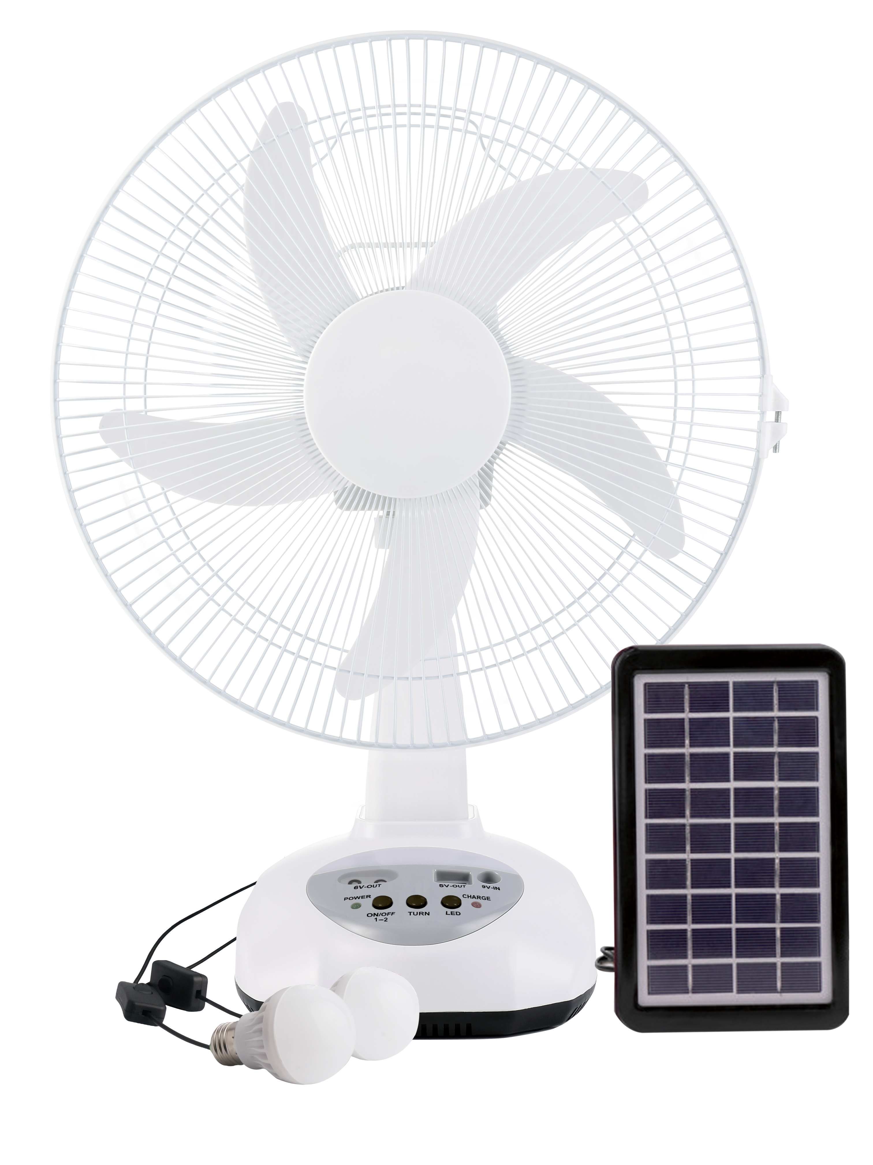 Hot Selling 5 Blade Brushless Motor Rechargeable Solar Fan with Usb Charger