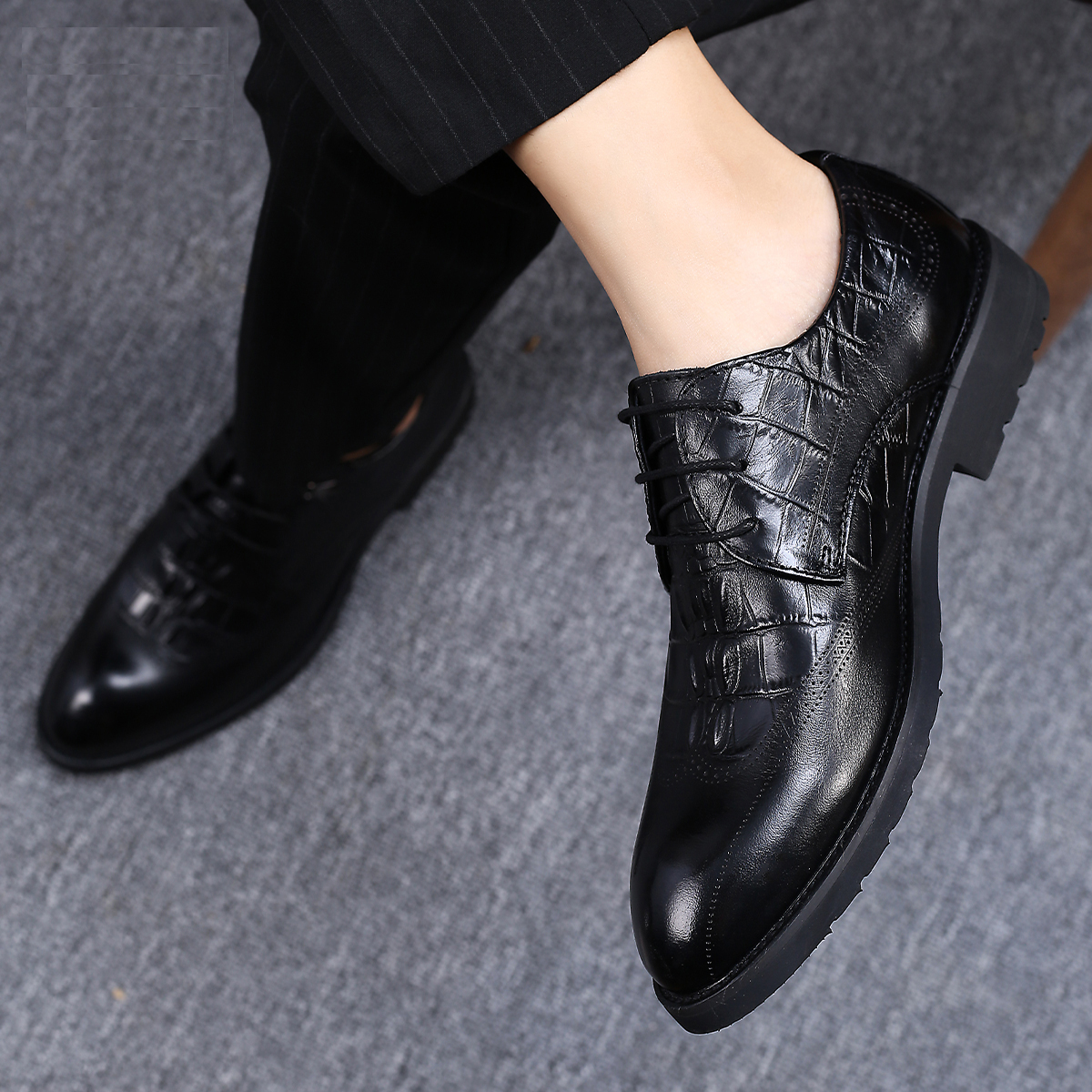 2022 new leather comfortable lace-up shoes men's black fashion shoes business dress men's shoes