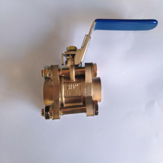 Válvula de bola de latón de 3 piezas de alta calidad de fábrica de China con mango de acero