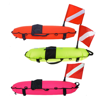 Scuba Dive Torpedo Shape Buoy Signal Float with Flag For Freediving And Spearfishing