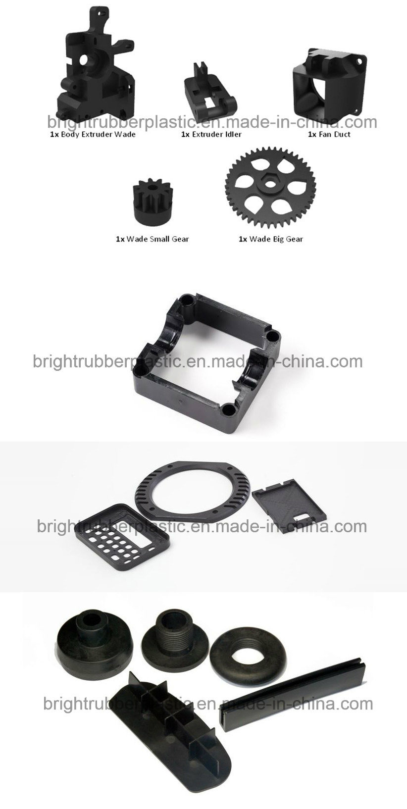 Custom Injection Plastic Parts with ABS, PP, PE, PVC