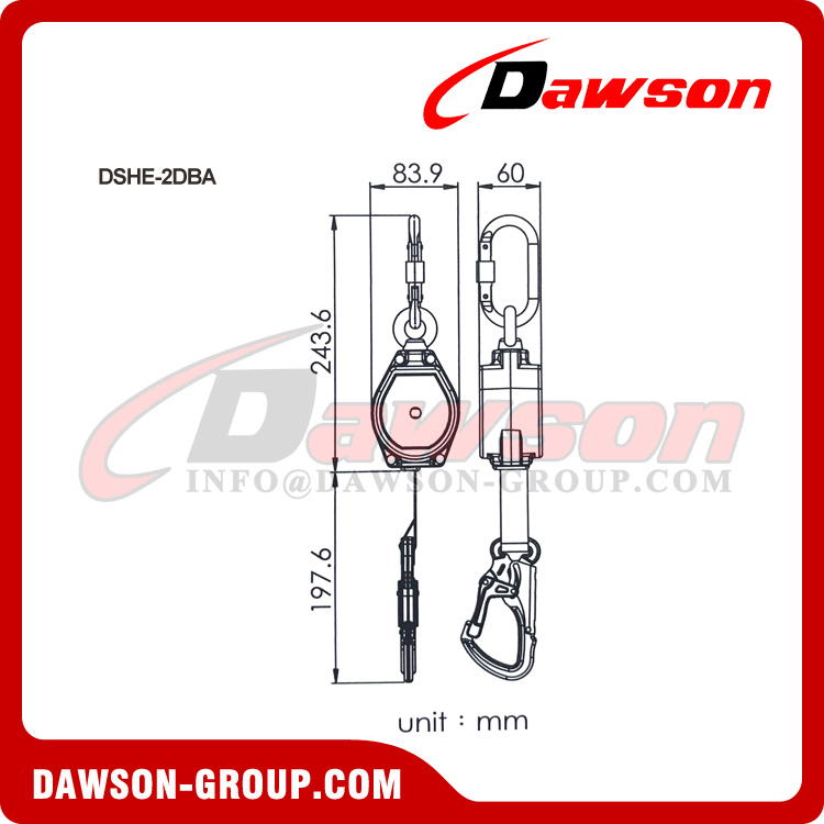 Linha de vida retr&aacute;til s&eacute;rie DSHE-2DBA - Dawson Group Ltd. - Fabricante, f&aacute;brica na China