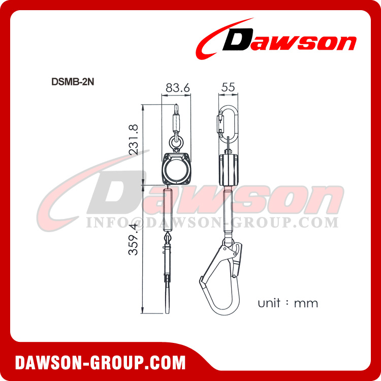 Linha de vida retr&aacute;til s&eacute;rie DSMB-2N - Dawson Group Ltd. - Fabricante, f&aacute;brica na China
