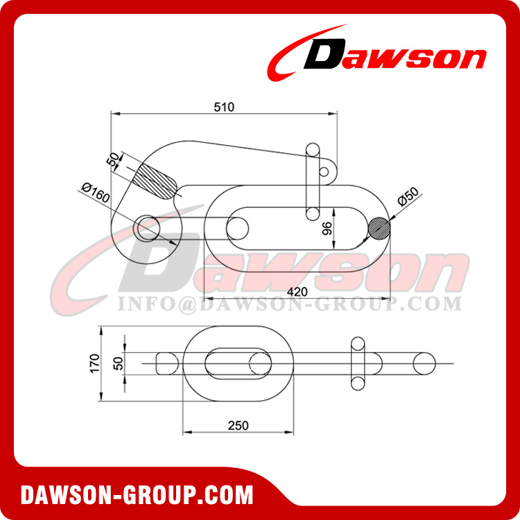 DAWSON SWL 25T 高耐久スチール ペリカン スリップフック 牽引用、Senhouse スリップフック