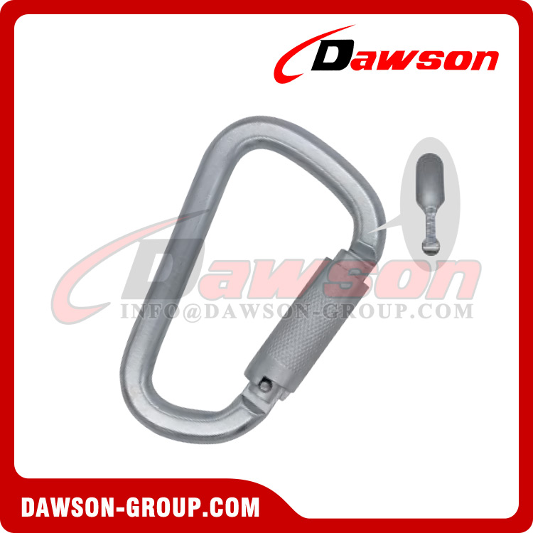 DSJ-1038 Mosquetão de aço para arnês de segurança de corpo inteiro, mosquetão de aço offset em forma de D
