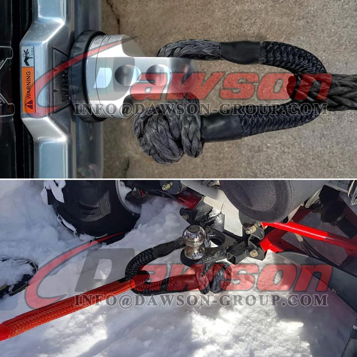 Aplicaci&oacute;n Cuerda de grillete suave sint&eacute;tica, Cuerda de recuperaci&oacute;n de grillete suave UHMWPE para navegaci&oacute;n SUV ATV 4X4 Cami&oacute;n Jeep Recuperaci&oacute;n Escalada Remolque - Dawson Group Ltd. - Fabricante de China