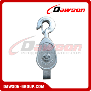 Polea única de bloque de hierro maleable galvanizado (acero fundido) DS-B021 con gancho