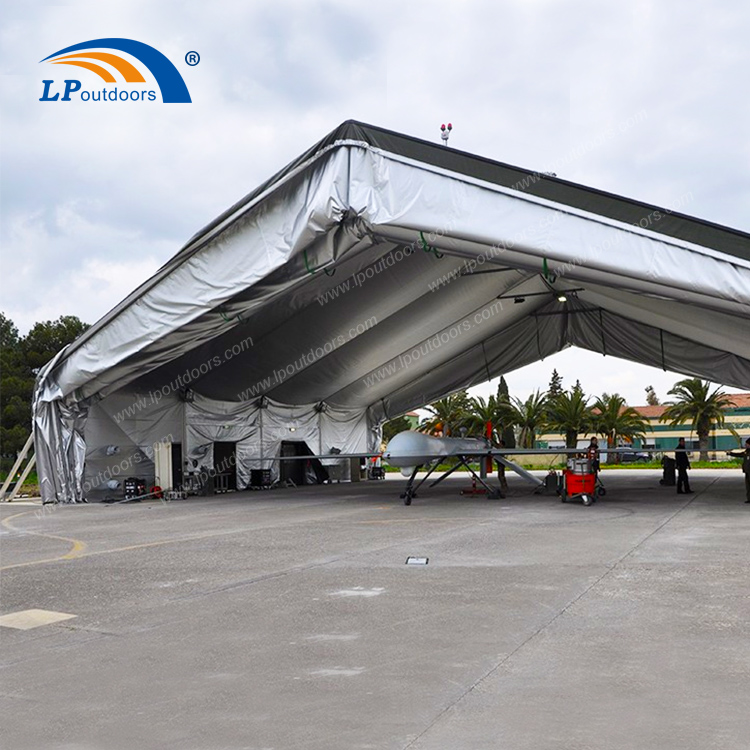 室外铝合金框架阻燃PVC纤维布军用飞机库篷房-1
