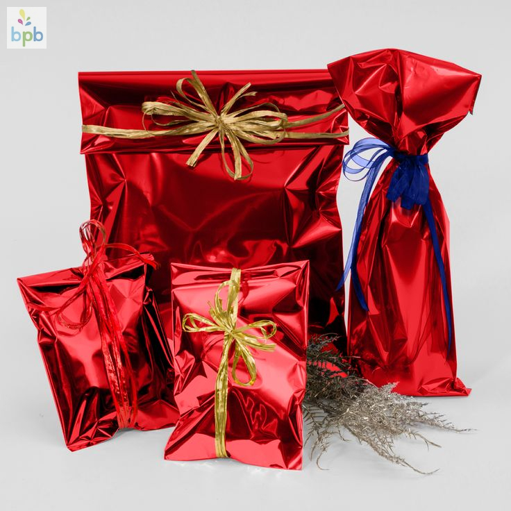 Metallic Mylar Wine Red Gift Bags for Bottles Sparkle Look - Ideal for Holiday Parties, Wedding and Birthday