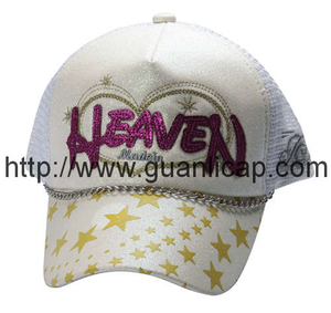 5-panel rubber printed foam mesh cap with embroidery
