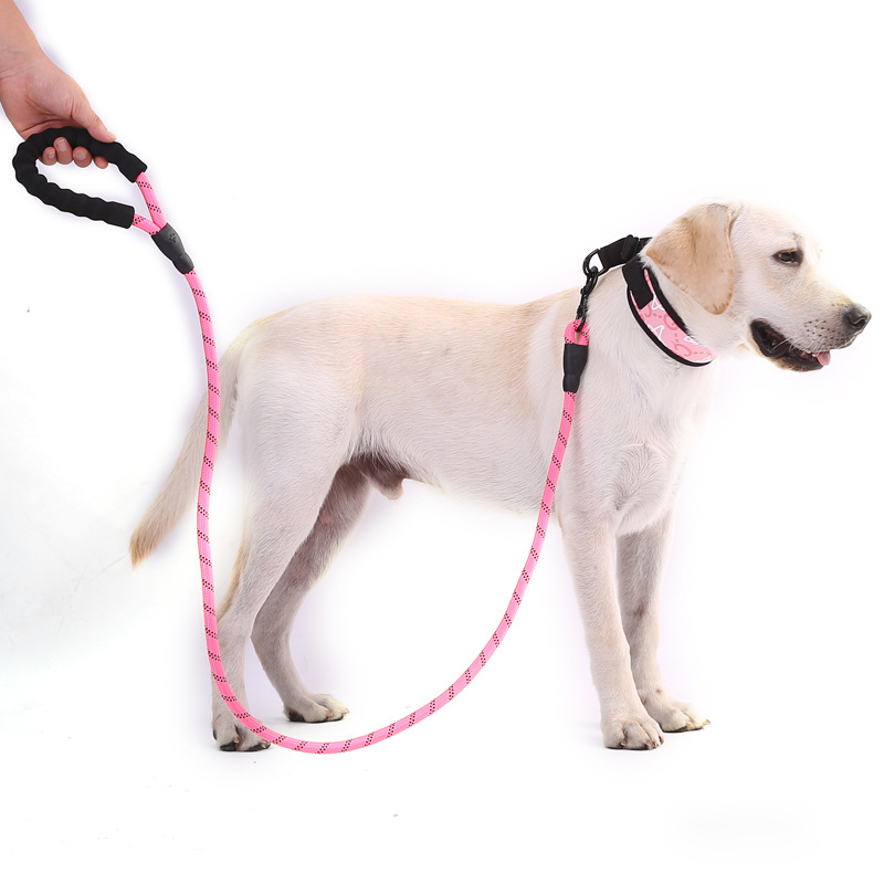 5FT Reflective Pet Climbing Rope Bungee Lead Durable Dog Training Walking Leashes Traction with Padded Handle