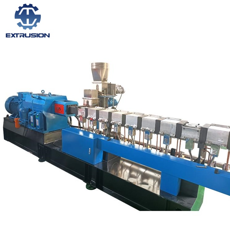 南京海思雙螺桿同向?qū)櫸锸称窋D出機(jī)