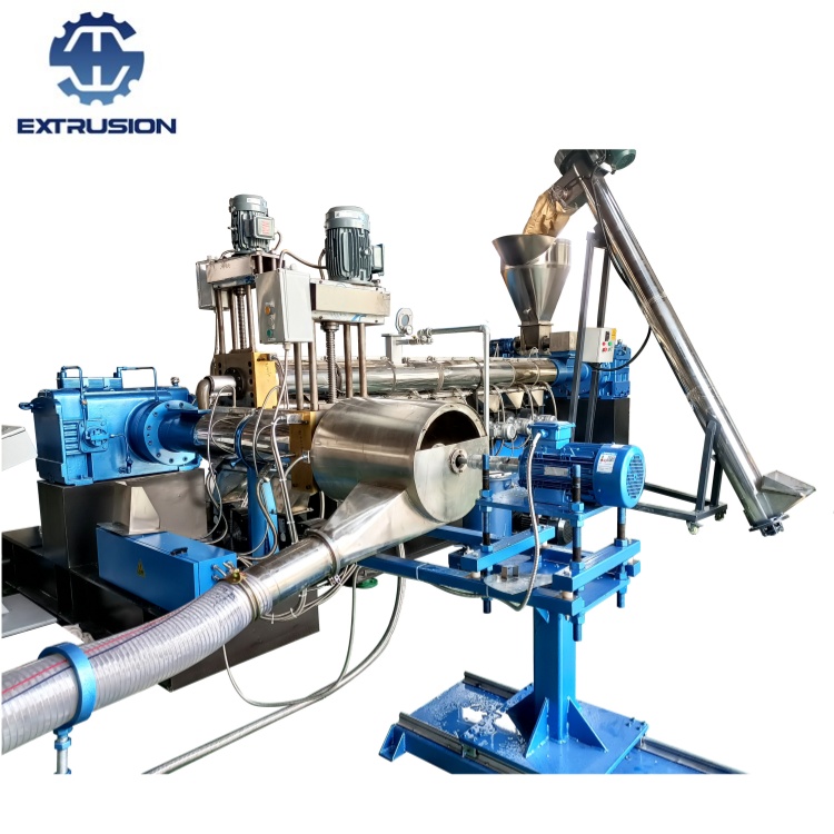 南京海思廢棄膜袋回收造粒雙階混煉擠出機(jī)子母機(jī)