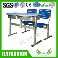 Durable Plastic High School Furniture Double Student Desk and Chair (SF-13D)
