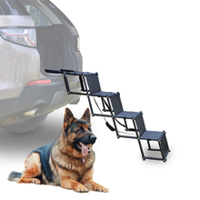 Outdoor 4 Steps Portable Collapsible Pet Step Car Dc-dc Steps Down Accordion Metal Frame Dog Stair Oxford Fabric with Partitio