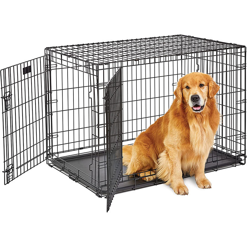 48'' Foldable Collapsible Metal Large XXL Dog Cage Metal Kennels, Stackable Dog Cages for Large Dog, Wholesale Dog Crate Cage