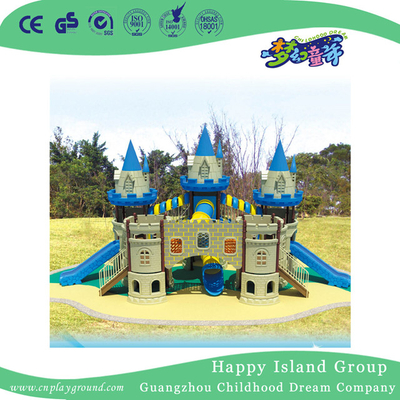  广州热销的大型蓝色城堡塑料滑梯(HA-09101)